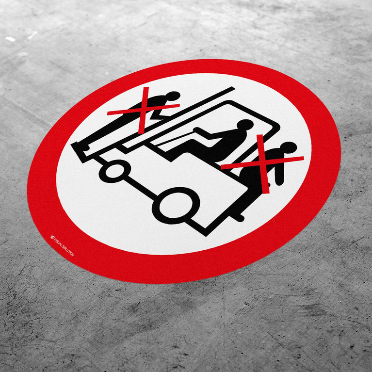 Naklejka Podłogowa BHP: Zakaz Przewozu Osób na Urządzeniach Transportowych