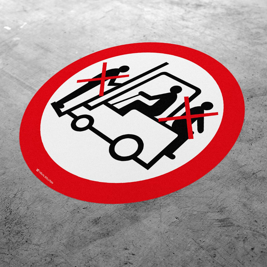 Naklejka Podłogowa BHP: Zakaz Przewozu Osób na Urządzeniach Transportowych