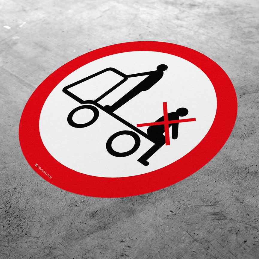 Naklejka Podłogowa BHP: Zakaz Przewozu Osób na Urządzeniach Transportowych