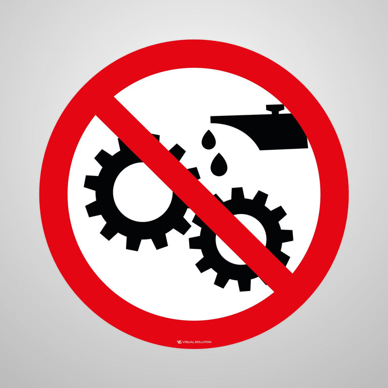 Naklejka Podłogowa BHP: Zakaz Smarowania Urządzeń w Ruchu