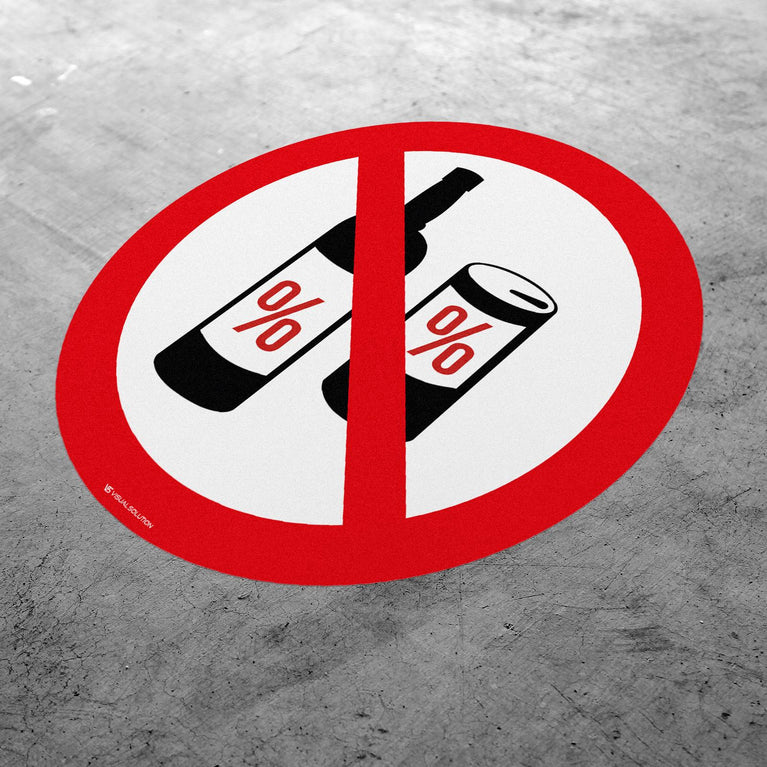 Naklejka Podłogowa BHP: Zakaz Spożywania Alkoholu