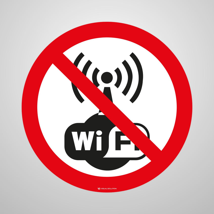 Naklejka Podłogowa BHP: Zakaz Używania Bezprzewodowego Internetu