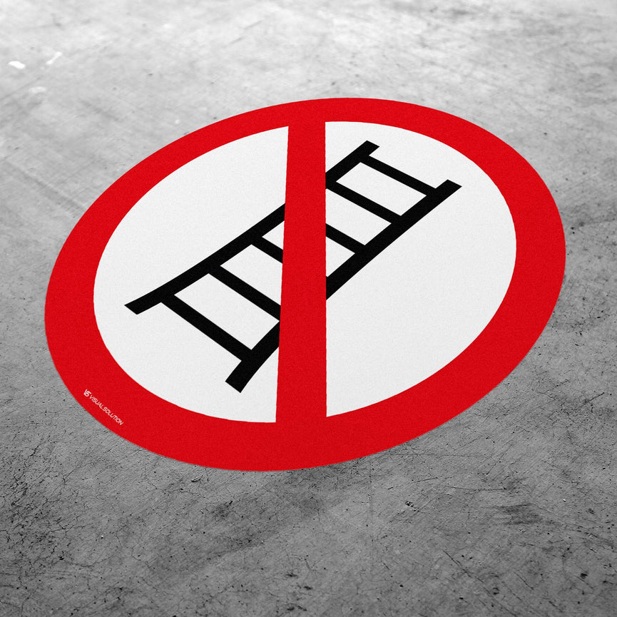 Naklejka Podłogowa BHP: Zakaz Używania Drabiny