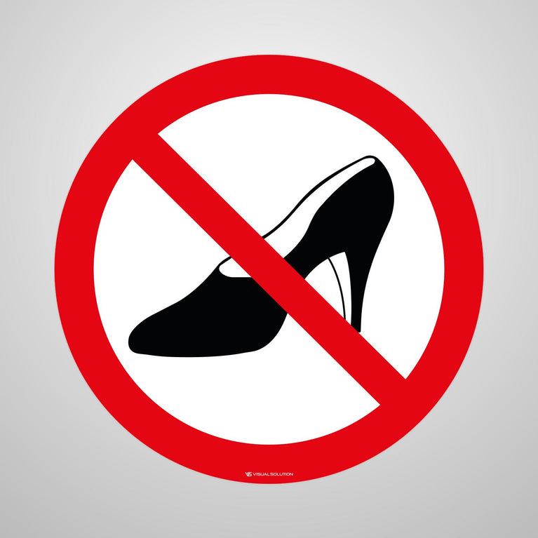 Naklejka Podłogowa BHP: Zakaz Używania Obuwia na Wysokim Obcasie