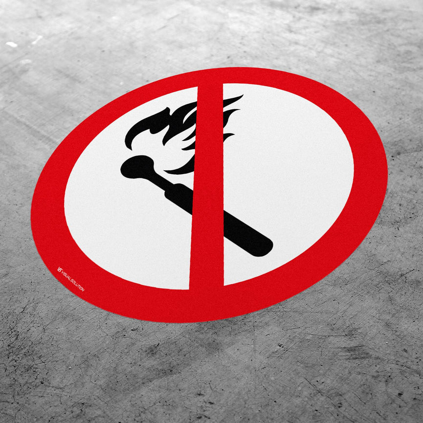 Naklejka Podłogowa BHP: Zakaz Używania Otwartego Ognia