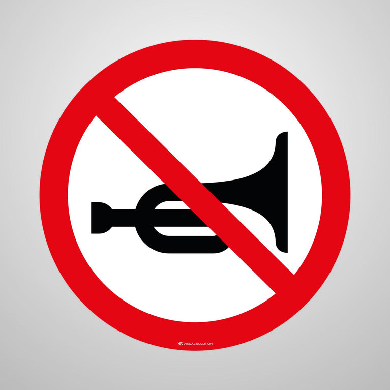 Naklejka Podłogowa BHP: Zakaz Używania Sygnałów Dźwiękowych