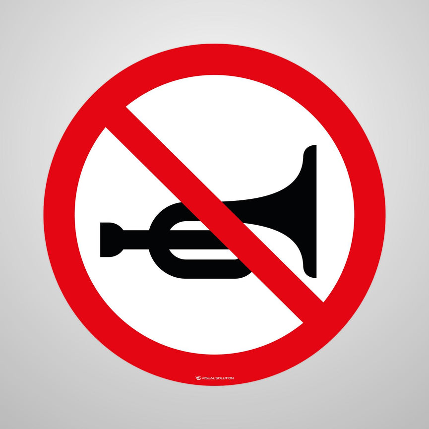 Naklejka Podłogowa BHP: Zakaz Używania Sygnałów Dźwiękowych