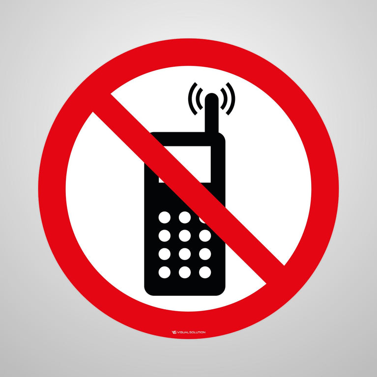 Naklejka Podłogowa BHP: Zakaz Używania Telefonów Komórkowych