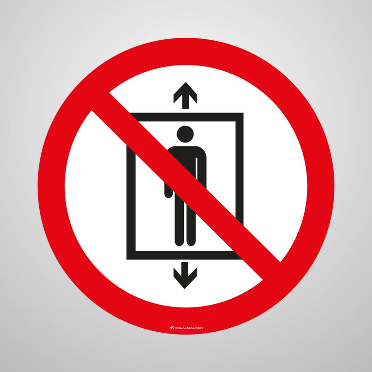 Naklejka Podłogowa BHP: Zakaz Używania Windy przez Ludzi