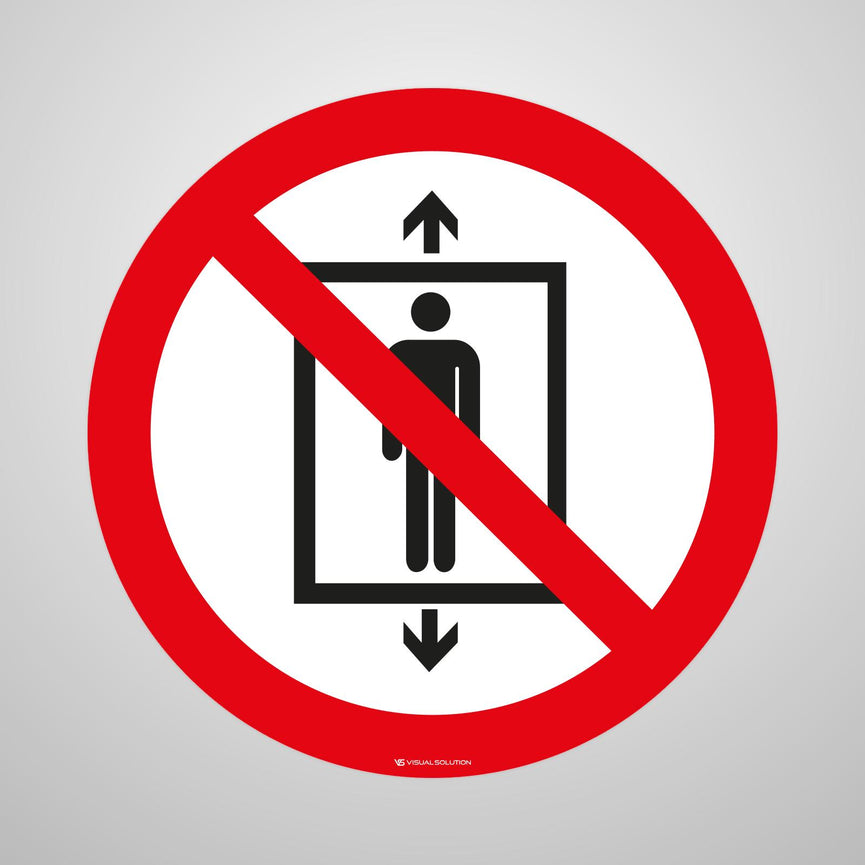 Naklejka Podłogowa BHP: Zakaz Używania Windy przez Ludzi