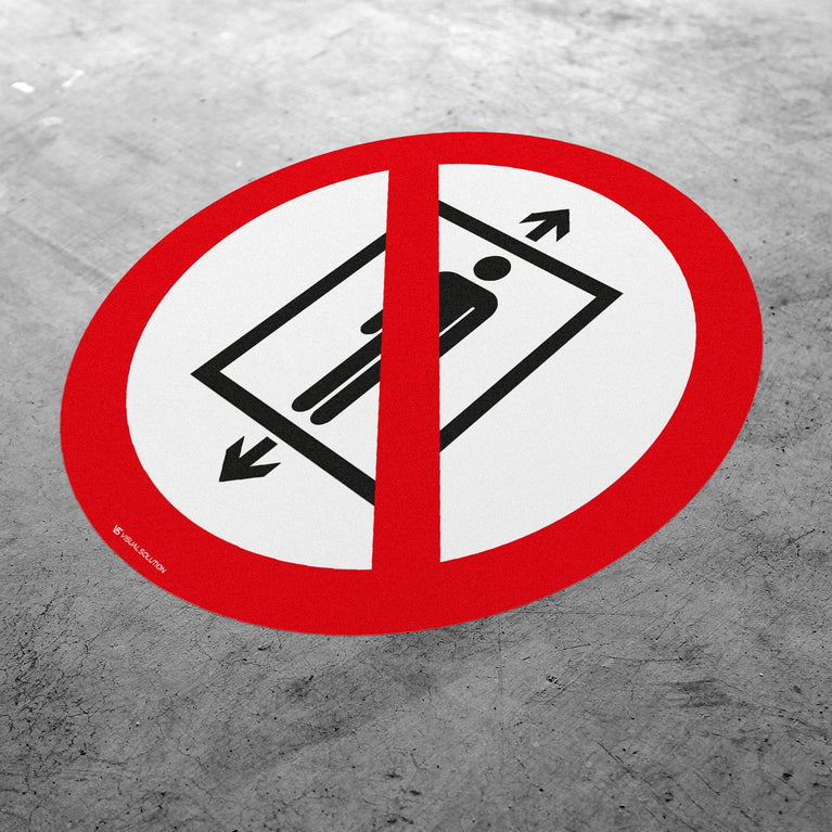 Naklejka Podłogowa BHP: Zakaz Używania Windy przez Ludzi