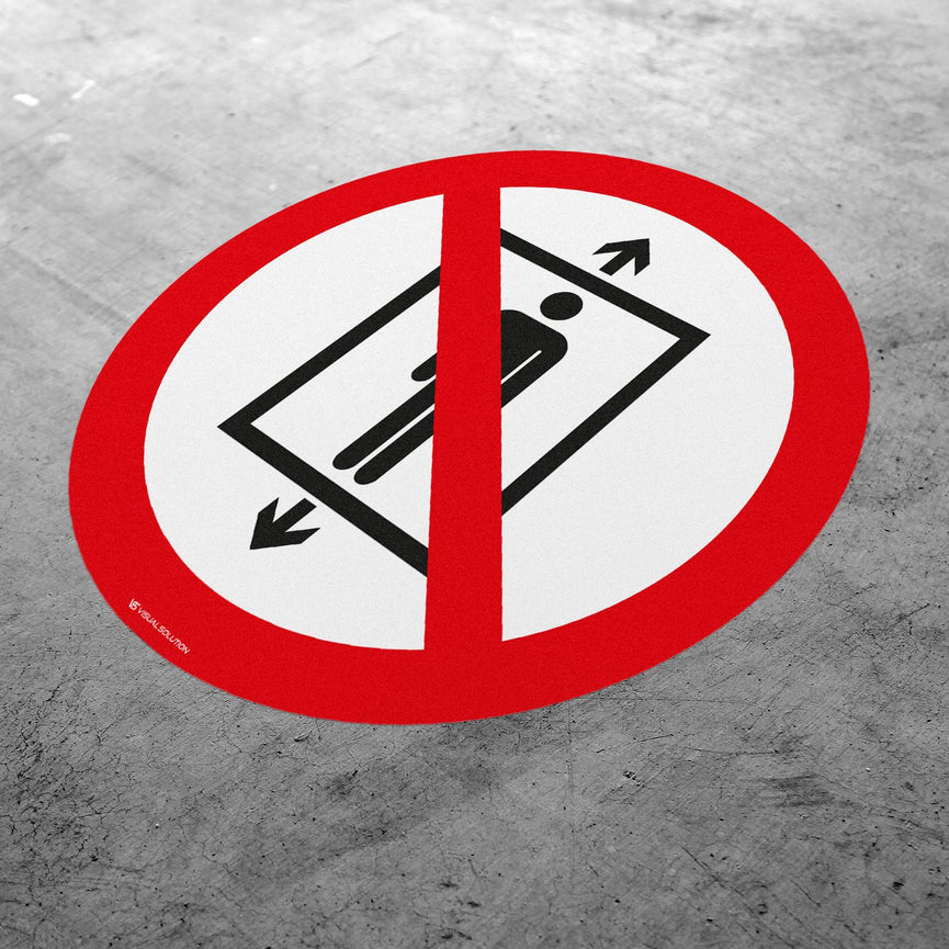 Naklejka Podłogowa BHP: Zakaz Używania Windy przez Ludzi