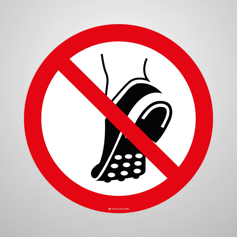 Naklejka Podłogowa BHP: Zakaz Wchodzenia w Obuwiu z Metalową Podeszwą