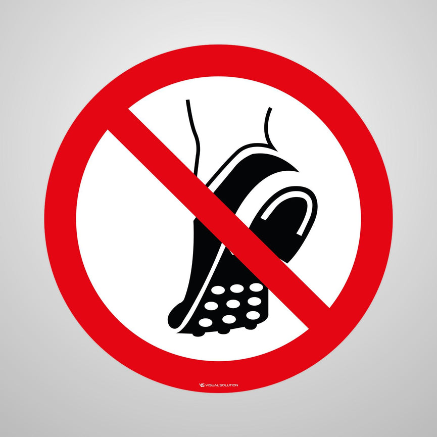 Naklejka Podłogowa BHP: Zakaz Wchodzenia w Obuwiu z Metalową Podeszwą