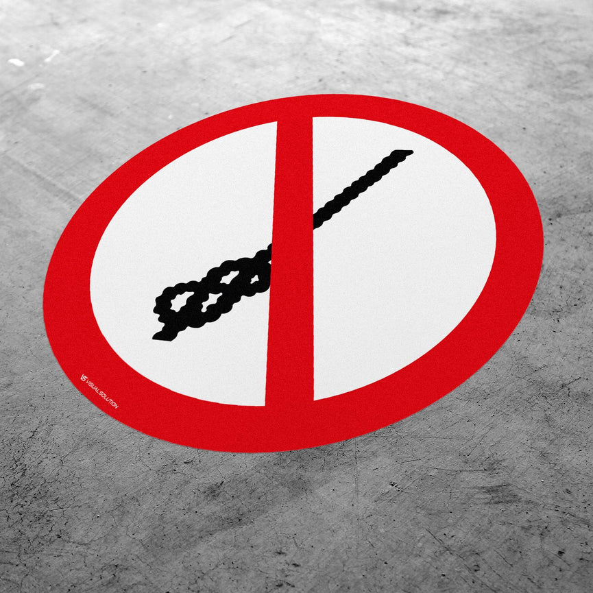 Naklejka Podłogowa BHP: Zakaz Wiązania Węzłów