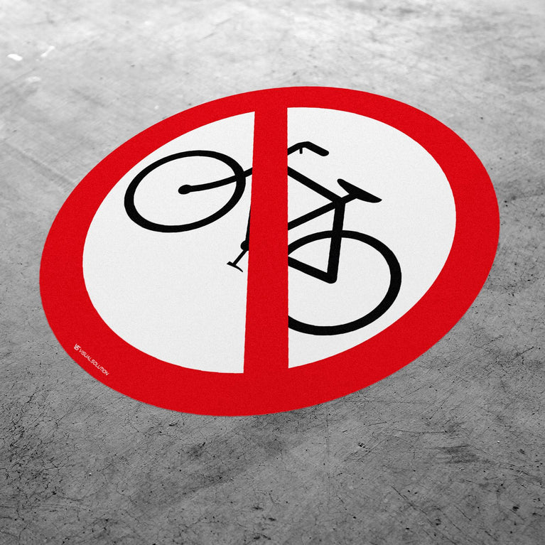 Naklejka Podłogowa BHP: Zakaz Wjazdu na Rowerze