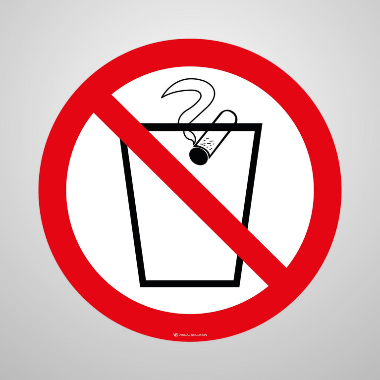 Naklejka Podłogowa BHP: Zakaz Wrzucania Niedopałków do Kosza