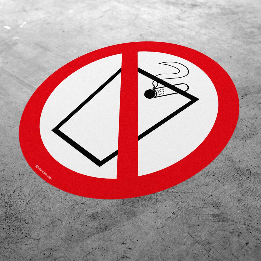 Naklejka Podłogowa BHP: Zakaz Wrzucania Niedopałków do Kosza