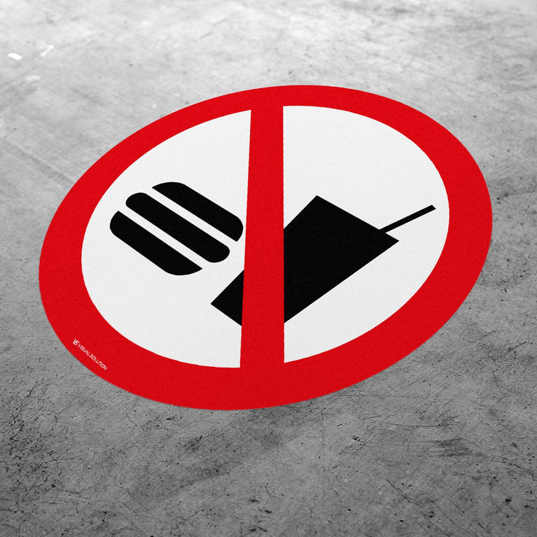 Naklejka Podłogowa BHP: Zakaz Wstępu z Jedzeniem i Piciem