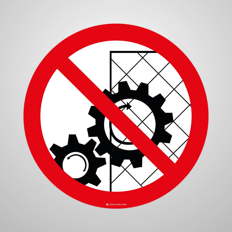 Naklejka Podłogowa BHP: Zakaz Zdejmowania Osłon Podczas Pracy Urządzenia