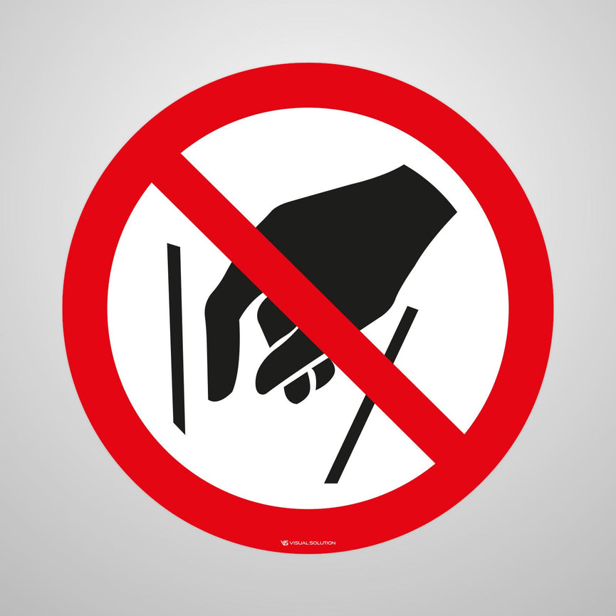 Naklejka Podłogowa BHP: Zakaz Wkładania Rąk do Środka