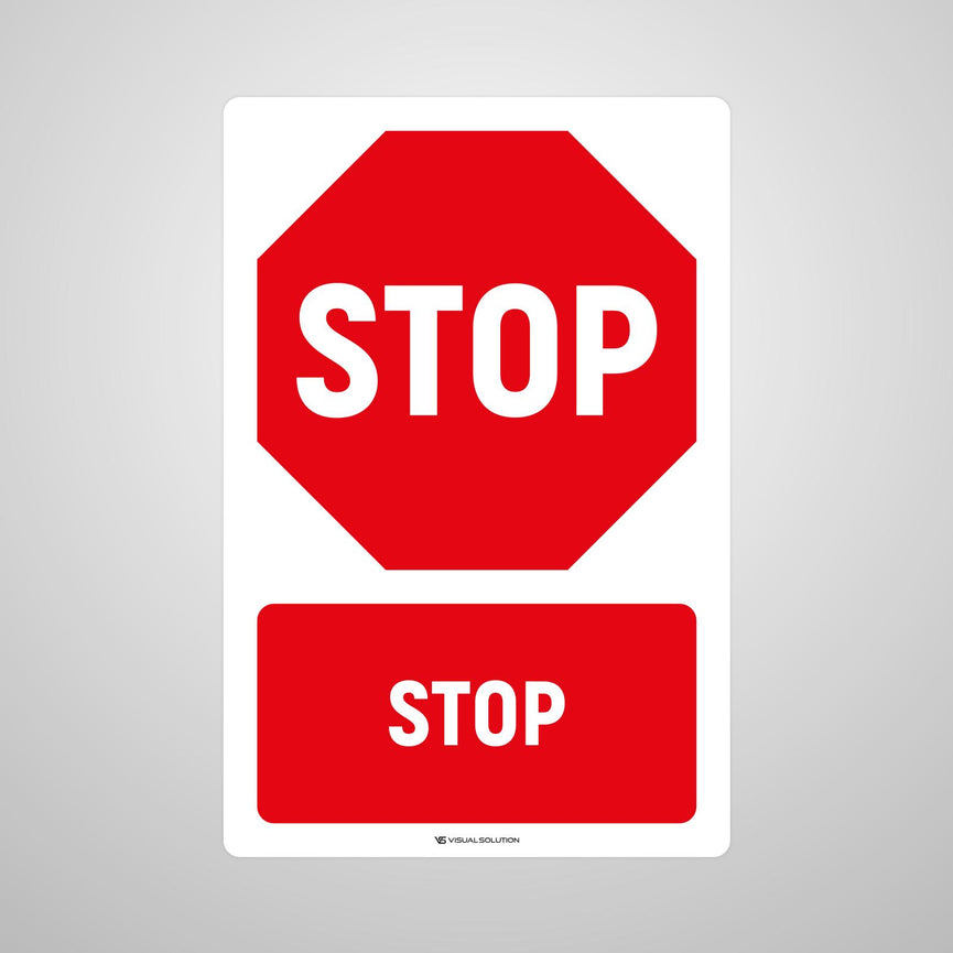 Naklejka Podłogowa BHP: Znak Stop z Opisem