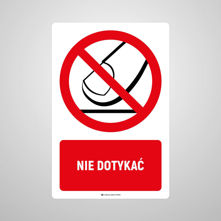 Naklejka Podłogowa BHP: Znak Nie Dotykać z Opisem