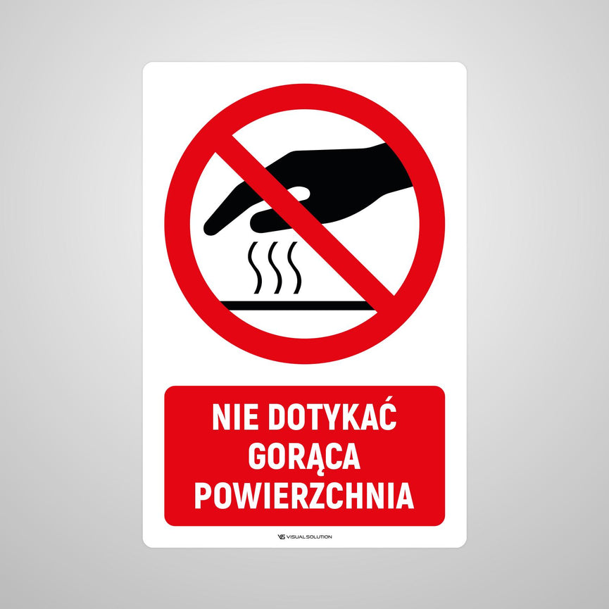 Naklejka Podłogowa BHP: Znak "Nie Dotykać Gorąca Powierzchnia" z Opisem
