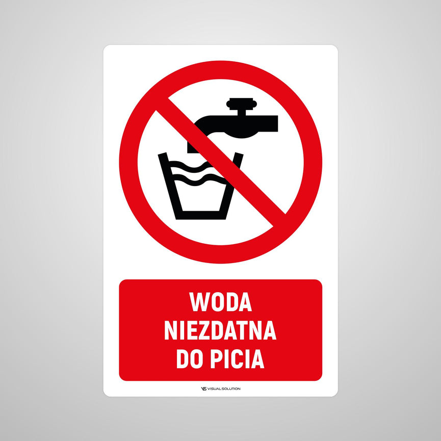Naklejka Podłogowa BHP: Znak "Woda Niezdatna do Picia" z Opisem