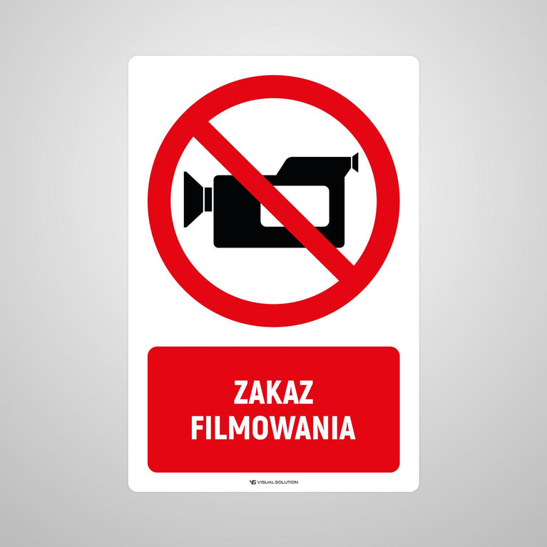 Naklejka Podłogowa BHP: Znak "Zakaz Filmowania" z Opisem