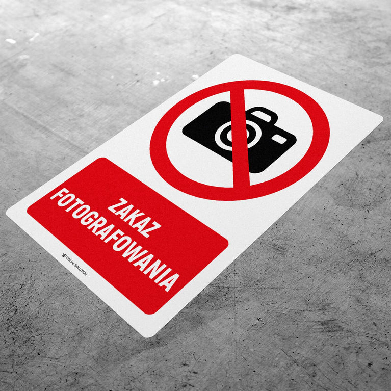 Naklejka Podłogowa BHP: Znak "Zakaz Fotografowania" z Opisem