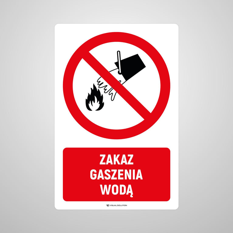 Naklejka Podłogowa BHP: Znak "Zakaz Gaszenia wodą" z Opisem
