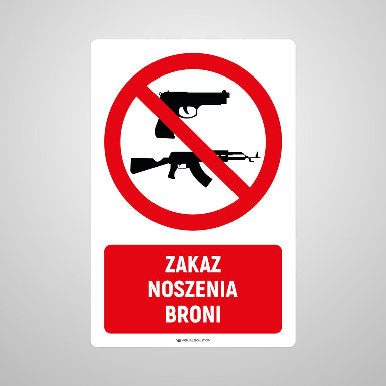 Naklejka Podłogowa BHP: Znak "Zakaz Noszenia Broni" z Opisem
