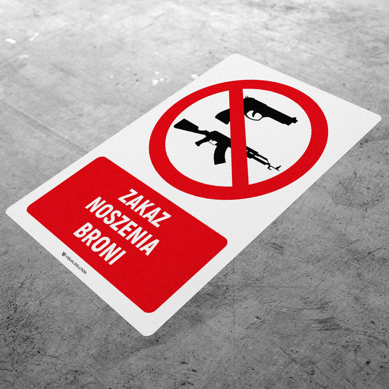 Naklejka Podłogowa BHP: Znak "Zakaz Noszenia Broni" z Opisem