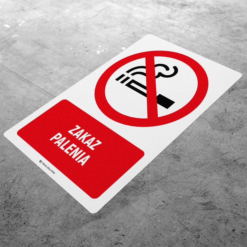 Naklejka Podłogowa BHP: Znak "Zakaz Palenia" z Opisem-10szt