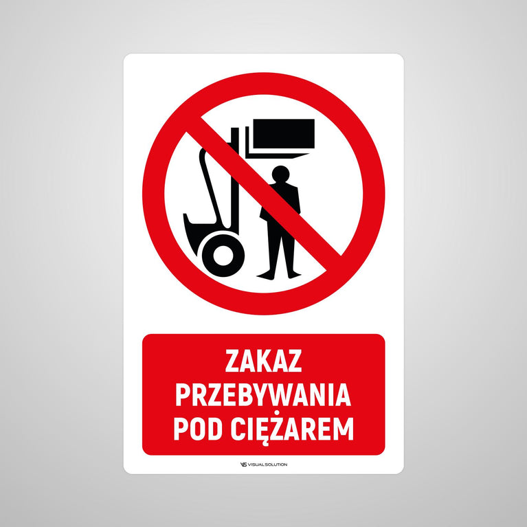 Naklejka Podłogowa BHP: Znak "Zakaz Przebywania Pod Ciężarem" z Opisem