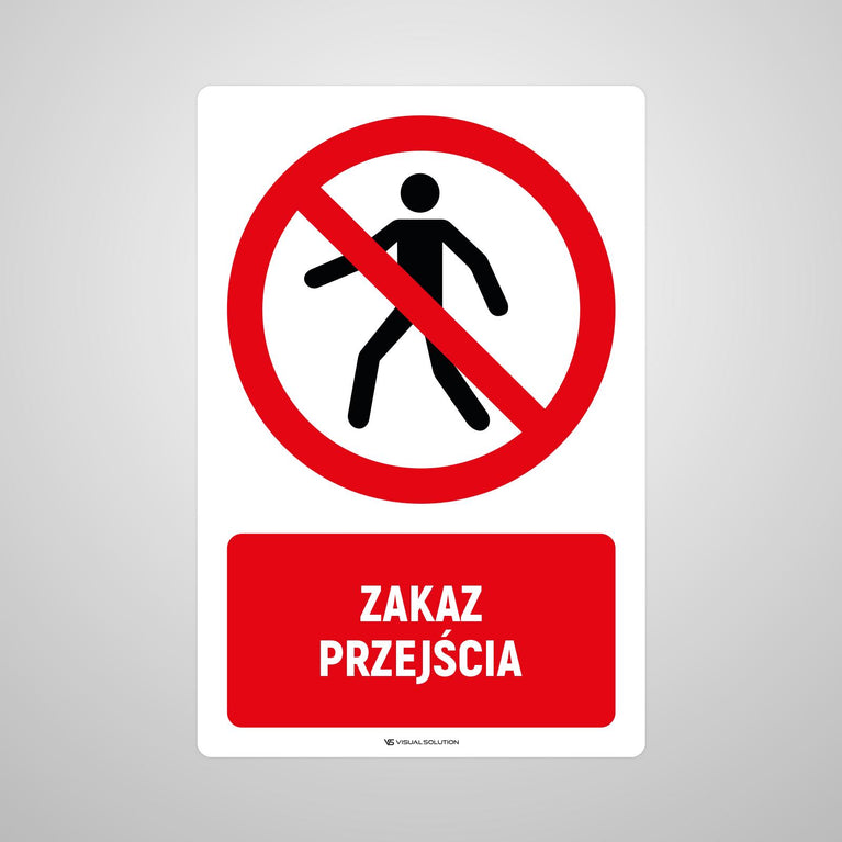 Naklejka Podłogowa BHP: Znak "Zakaz Przejścia" z Opisem