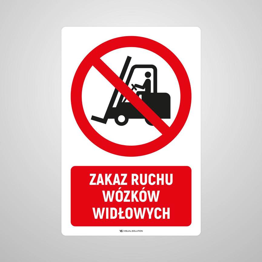 Naklejka Podłogowa BHP: Znak "Zakaz Ruchu Wózków Widłowych" z Opisem