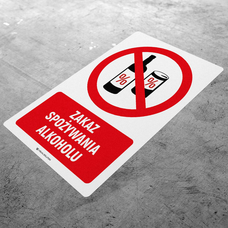 Naklejka Podłogowa BHP: Znak "Zakaz Spożywania Alkoholu" z Opisem