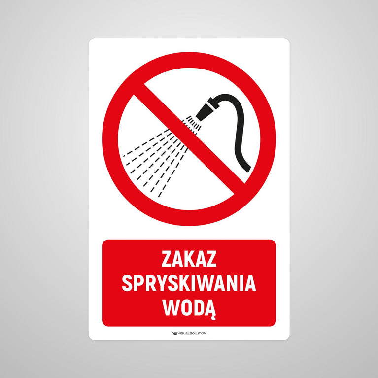 Naklejka Podłogowa BHP: Znak "Zakaz Spryskiwania Wodą" z Opisem