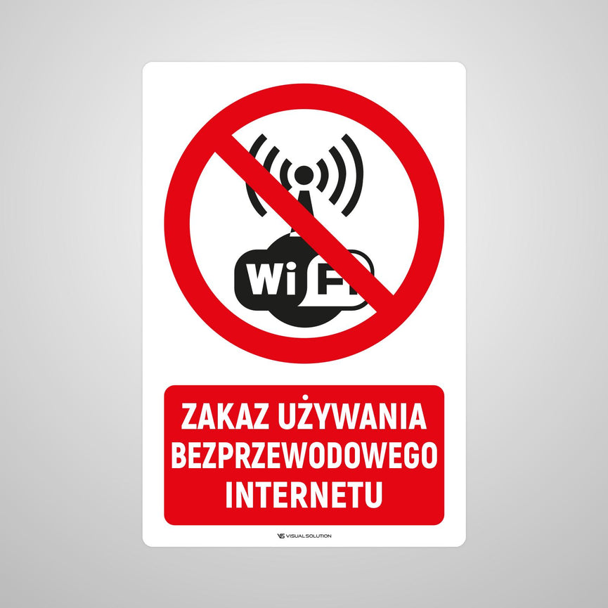 Naklejka Podłogowa BHP: Znak "Zakaz Używania Bezprzewodowego Internetu" z Opisem