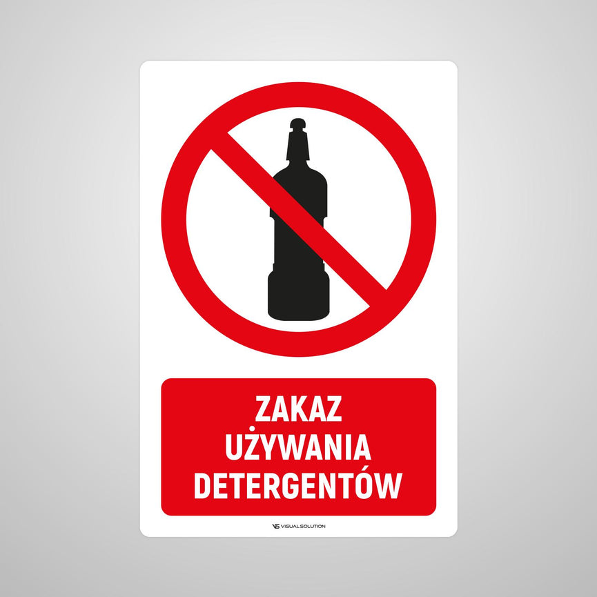 Naklejka Podłogowa BHP: Znak "Zakaz Używania Detergentów" z Opisem