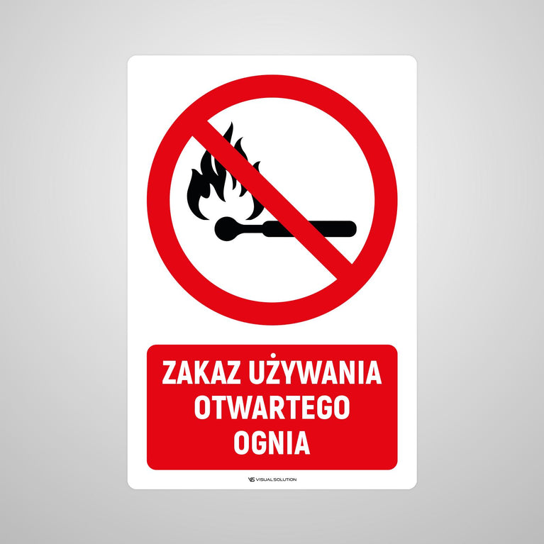 Naklejka Podłogowa BHP: Znak "Zakaz Używania Otwartego Ognia" z Opisem