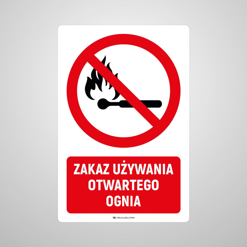 Naklejka Podłogowa BHP: Znak "Zakaz Używania Otwartego Ognia" z Opisem