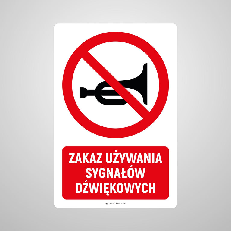 Naklejka Podłogowa BHP: Znak "Zakaz Używania Sygnałów Dźwiękowych" z Opisem