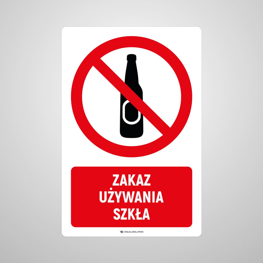 Naklejka Podłogowa BHP: Znak "Zakaz Używania Szkła" z Opisem