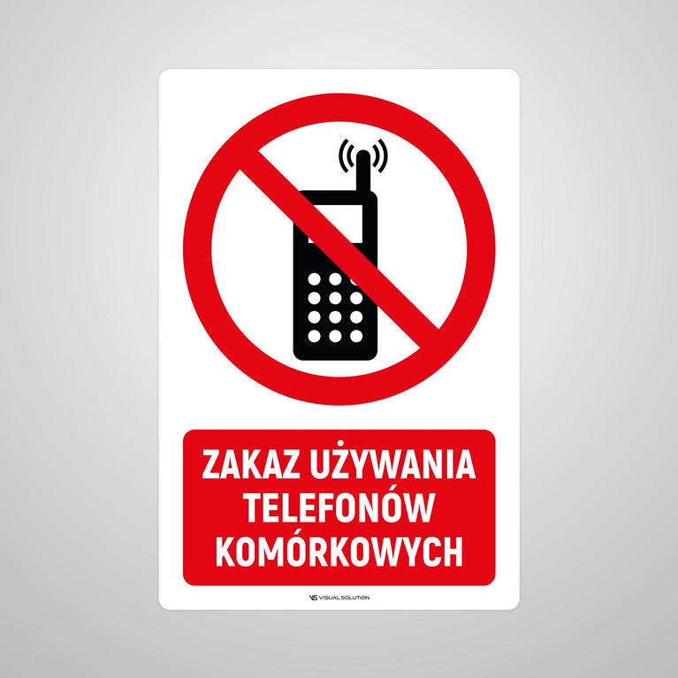 Naklejka Podłogowa BHP: Znak "Zakaz Używania Telefonów Komórkowych" z Opisem