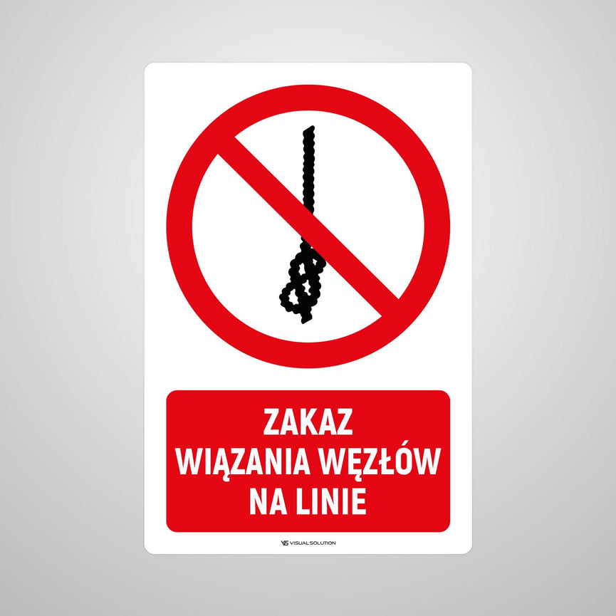Naklejka Podłogowa BHP: Znak "Zakaz Wiązania Węzłów na Linie" z Opisem