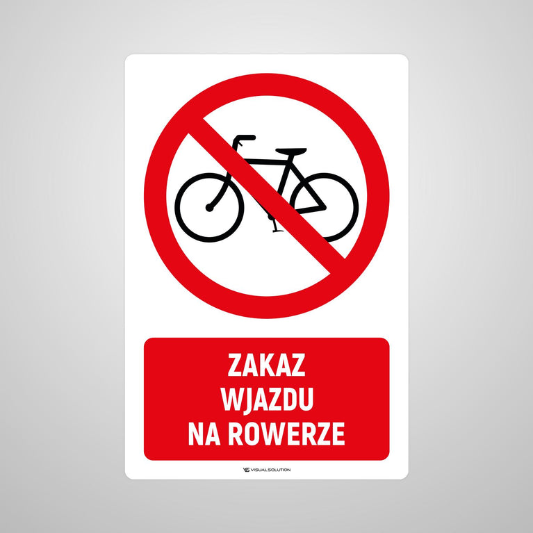 Naklejka Podłogowa BHP: Znak "Zakaz Wjazdu na Rowerze" z Opisem