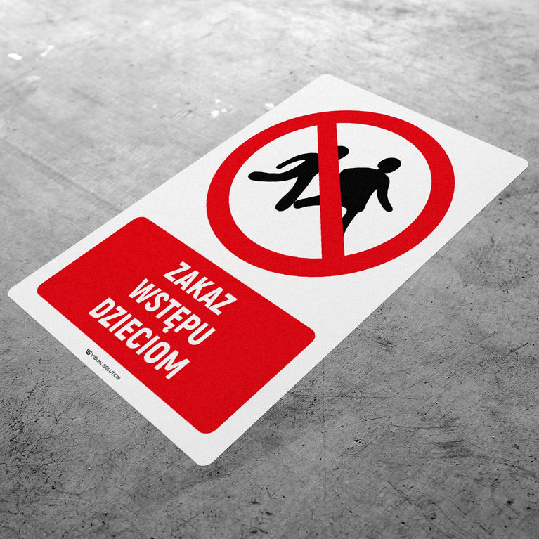 Naklejka Podłogowa BHP: Znak "Zakaz Wstępu Dzieciom" z Opisem